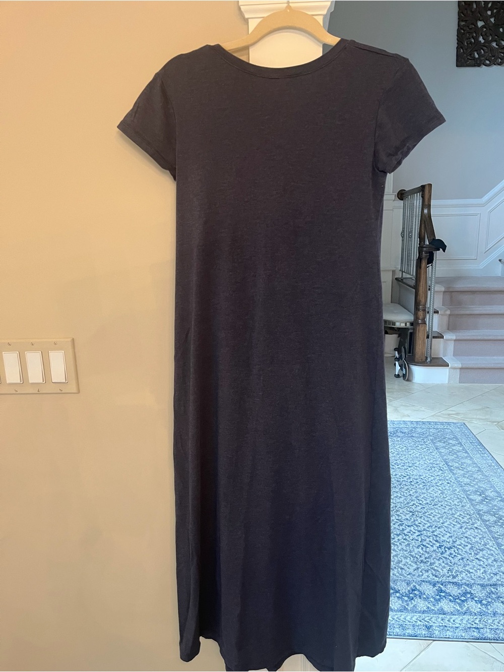 Uniqlo Navy Short-Sleeve Maxi T-Shirt Dress